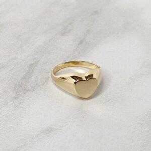 Gold Heart Signet Ring